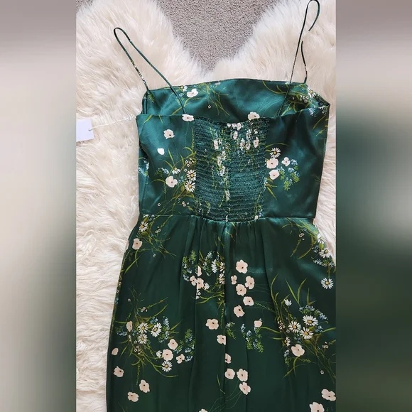 Reformation Frankie silk slip dress-dark green (size 4 remaining) NWOT - Picture 12 of 16